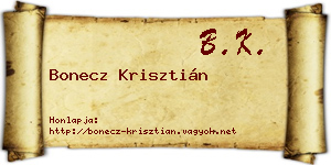 Bonecz Krisztián névjegykártya